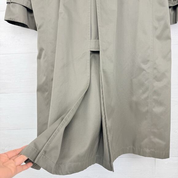 Vtg Chaps Ralph Lauren Men Size 40R Double Breasted Trench Coat Wool Lined Khaki - Picture 6 of 16